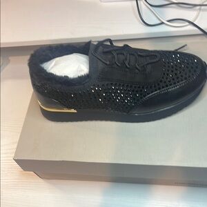 Kenneth Cole Black Sneakers with Perforated Design